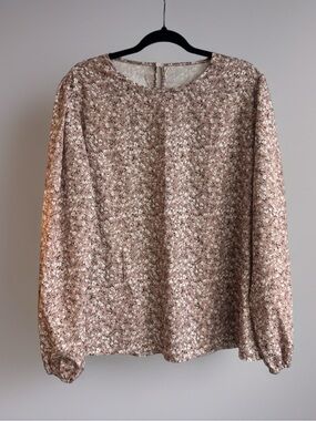 SHEIN Dusty Rose Floral Long-Sleeve Blouse Womens XXL